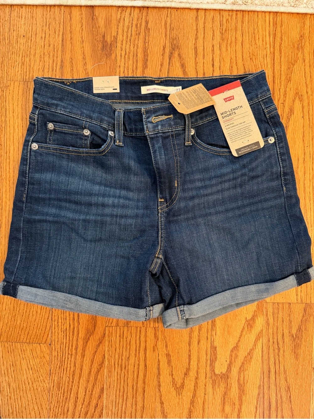 Levi's Women's Dark Blue Rolled-Hem Denim Shorts
